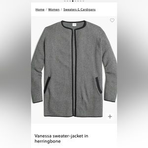 J Crew Vanessa Cardigan—Gray Herringbone Print